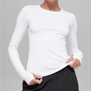 Alo Yoga Alosoft Finesse Long Sleeve White Tee